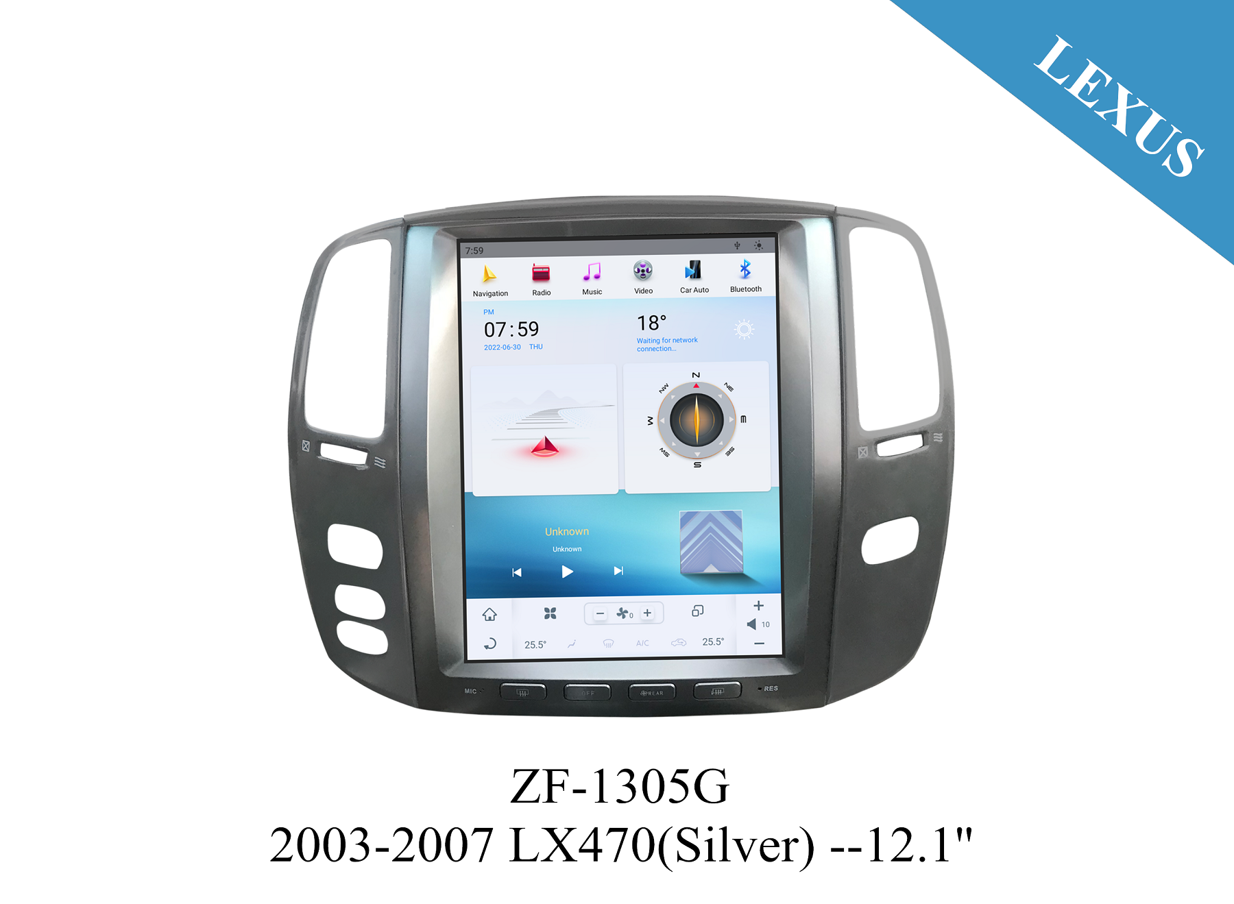 Lexus 2003-2009 LX470 12.1 inch Tesla Style Apple CarPlay Android Radio Upgrade